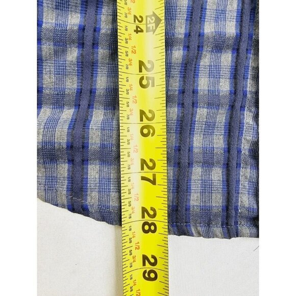 Tasso Elba Size Small 14-14.5 Men's Blue Gray Check Long Sleeve Cotton Shirt - Picture 8 of 10